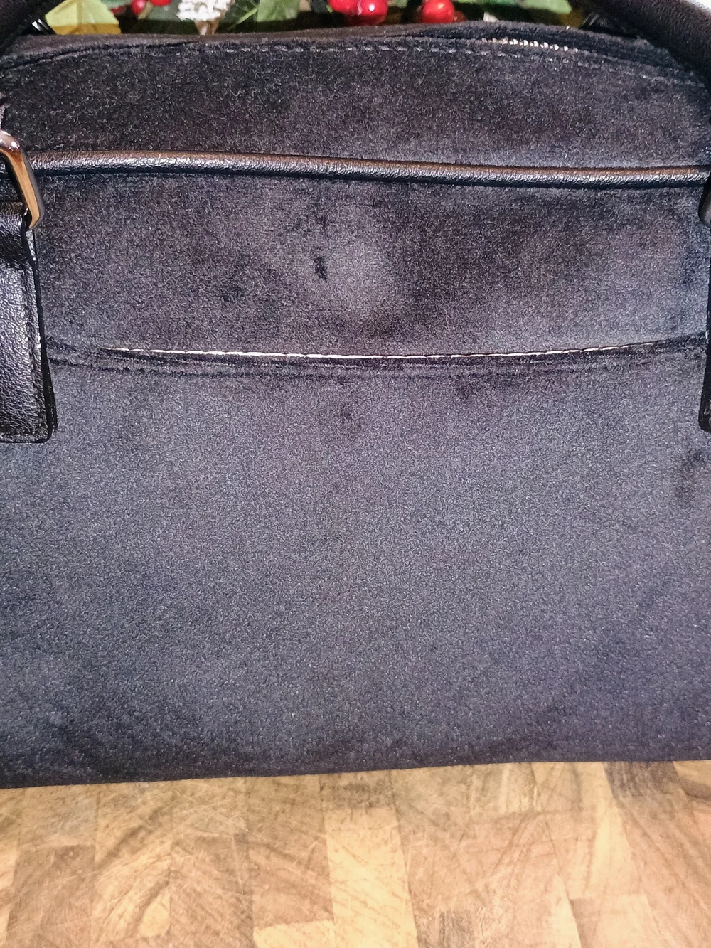 Juicy Couture Black Crystal-Logo Bow Satchel with Pearl Charm